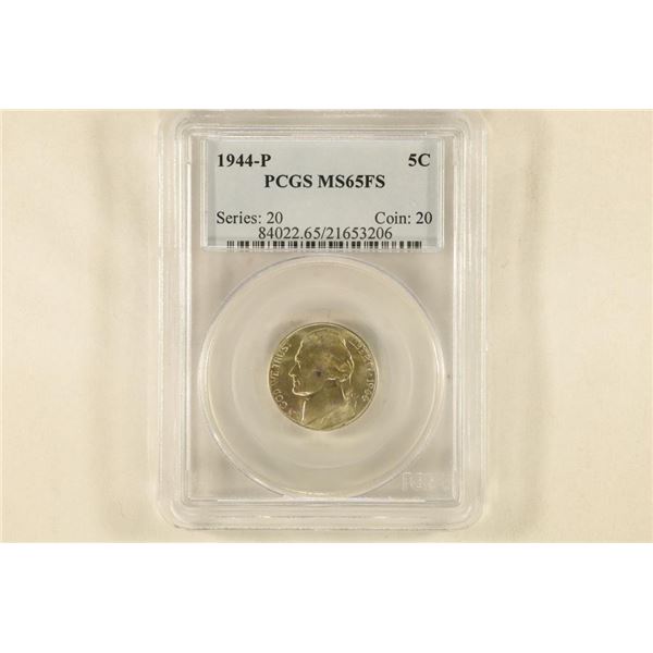 1944-P JEFFERSON SILVER WAR NICKEL PCGS MS65FS
