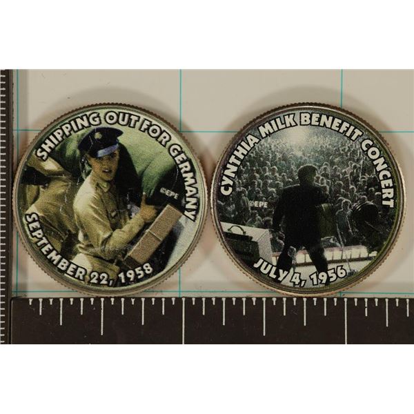 2-COLORIZED ELVIS PRESLEY ON BU KENNEDY HALVES