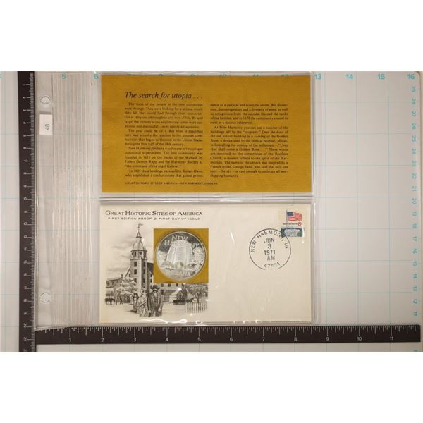 STERLING SILVER PROOF ROUND ON 1971 FDC WITH INFO