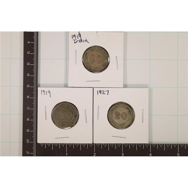 2-1919 & 1927 INDIA SILVER 20 CENT