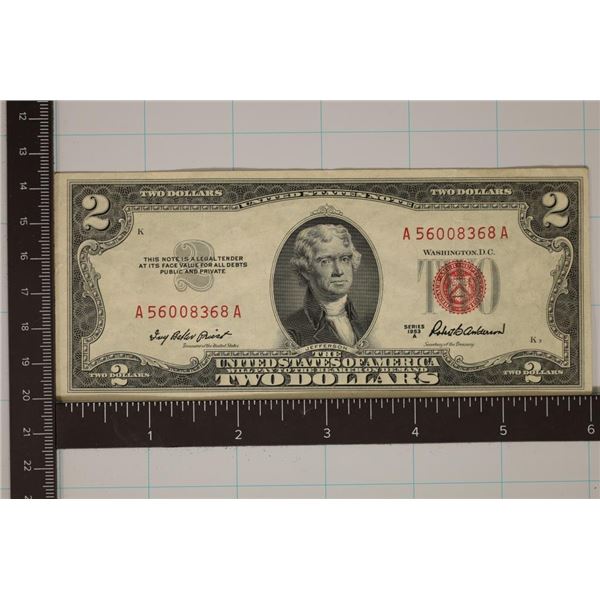 1953-A US $2 RED SEAL NOTE CRISP