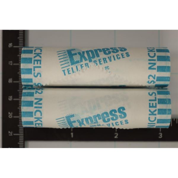 2-ROLLS OF 2002-P BU JEFFERSON NICKELS IN WRAPS