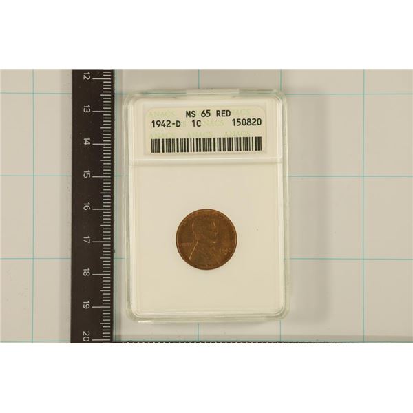 1942-D LINCOLN WHEAT CENT ANACS MS65RD