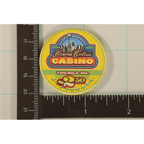 GRAND CENTRAL $2.50 CASINO CASINO CHIP