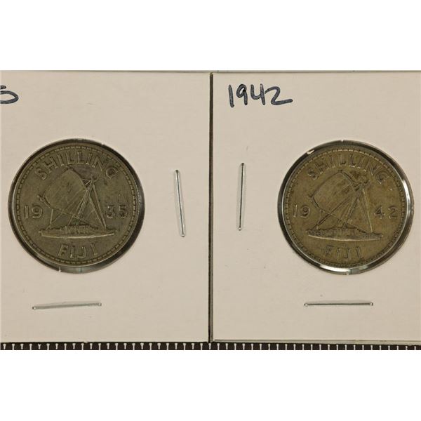 1935 & 1942 FIJI SILVER 1 SHILLINGS .0909 OZASW EA