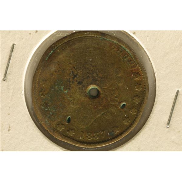 1837 HARD TIMES TOKEN "MILLIONS FOR DEFENSE NOT