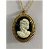 Image 2 : Large Vintage Cameo Pendant w/ Chain