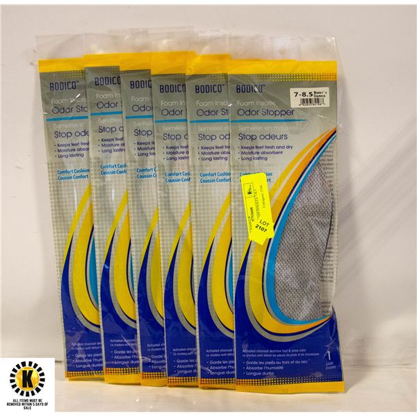 6 PACKS OF FOAM INSOLES 7-8.5 SIZE