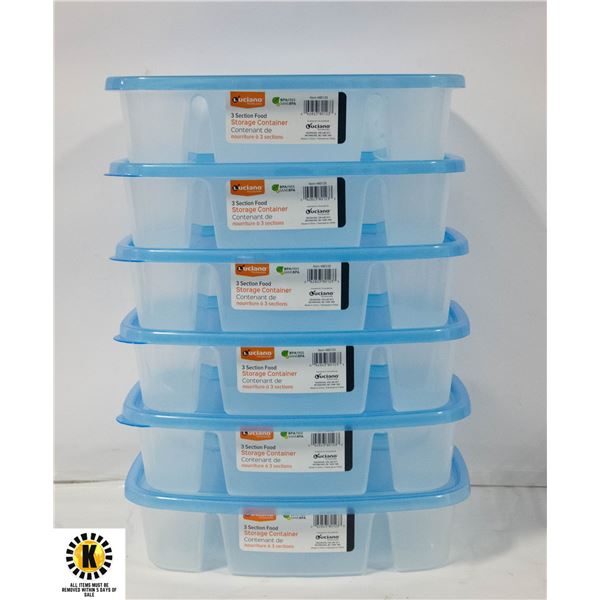 6 PCS OF SECTION FOOD STORAGE CONTAINERS