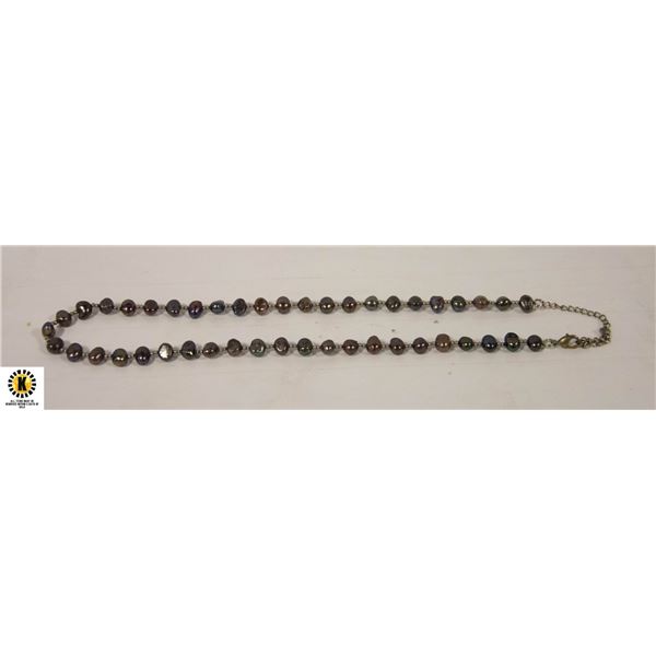 IRRIDESCENT GENUINE BLACK PEARL ESTATE NECKLACE