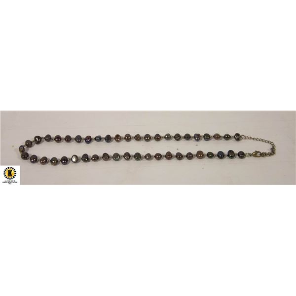 IRRIDESCENT GENUINE BLACK PEARL ESTATE NECKLACE