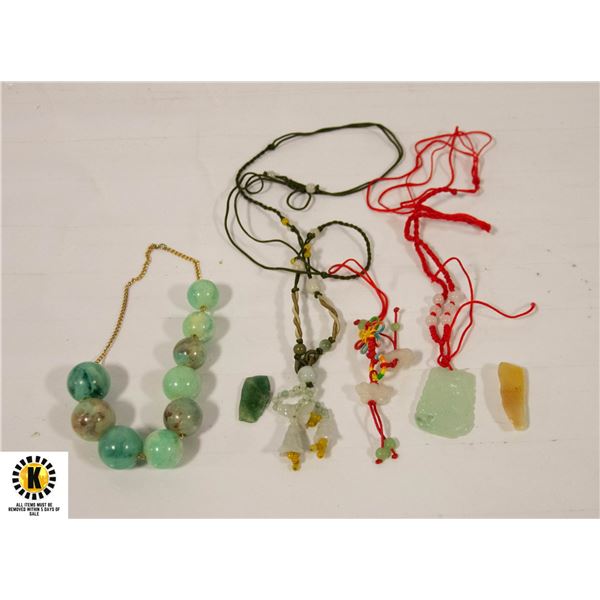 VINTAGE ESTATE ASIAN JADE JEWELRY & STONES &