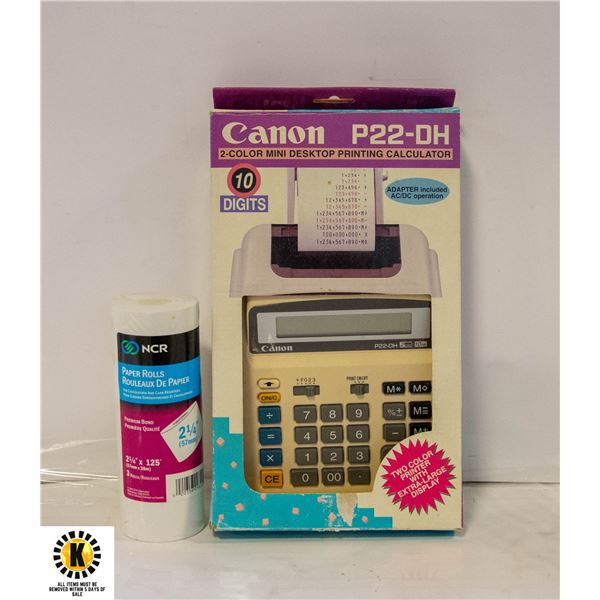 CANON P22 DESKTOP PRINTER CALCULATOR W/ REFILLS