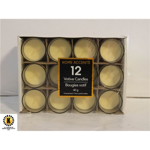 PACK OF 12 VOTIVE CANDLES 40GR