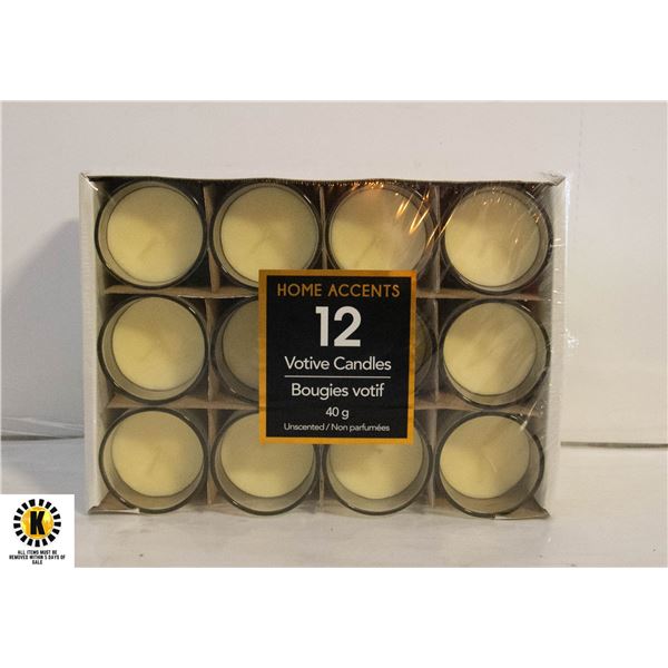 PACK OF 12 VOTIVE CANDLES 40GR