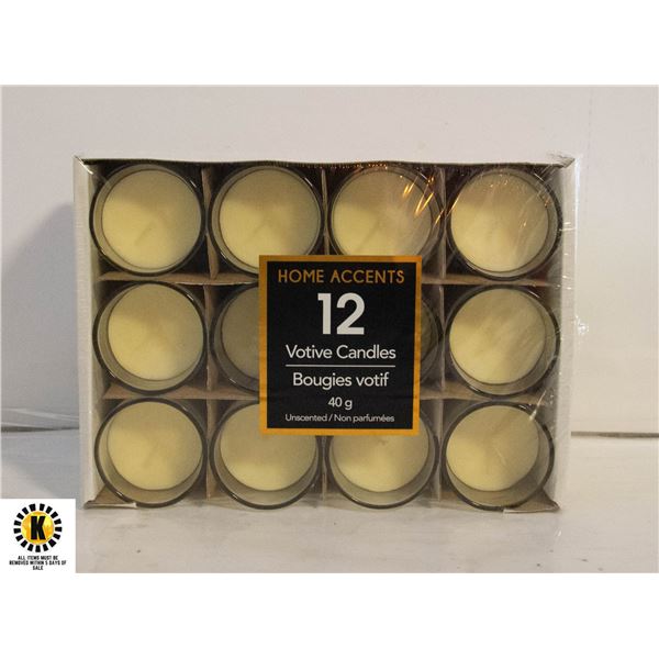 PACK OF 12 VOTIVE CANDLES 40GR