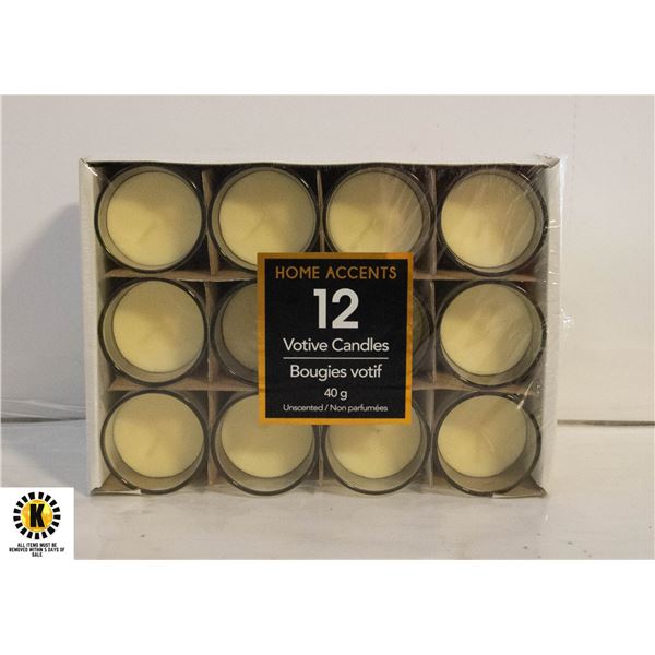 PACK OF 12 VOTIVE CANDLES 40GR