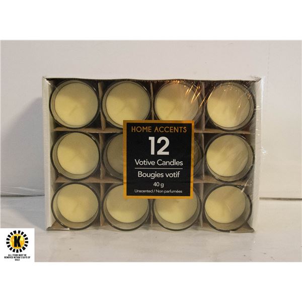 PACK OF 12 VOTIVE CANDLES 40GR