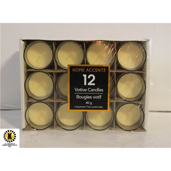 PACK OF 12 VOTIVE CANDLES 40GR