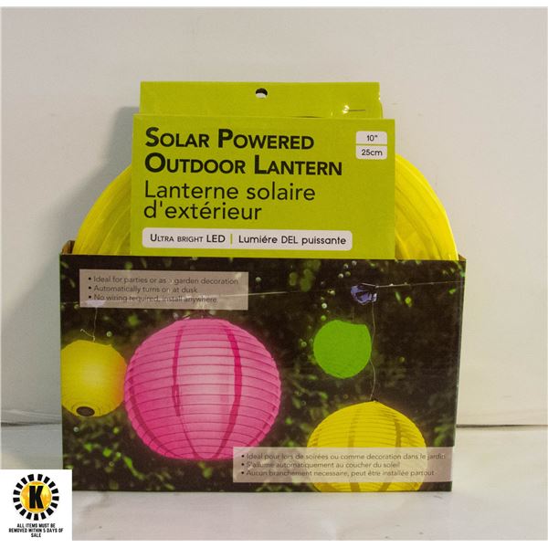 10" SOLAR POWERED OUTDOOR PATIO LANTERN YELLOW