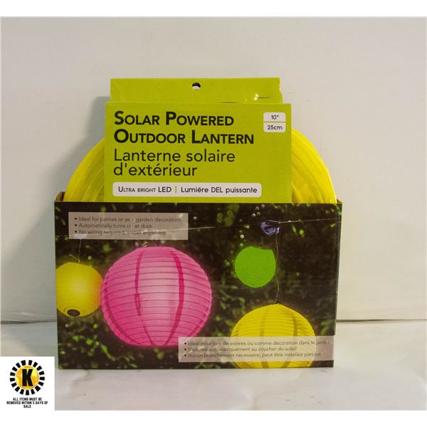 10" SOLAR POWERED OUTDOOR PATIO LANTERN YELLOW