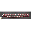 Image 1 : #217-FRESH WATER PEARL & RED  JADE NECKLACE 17"