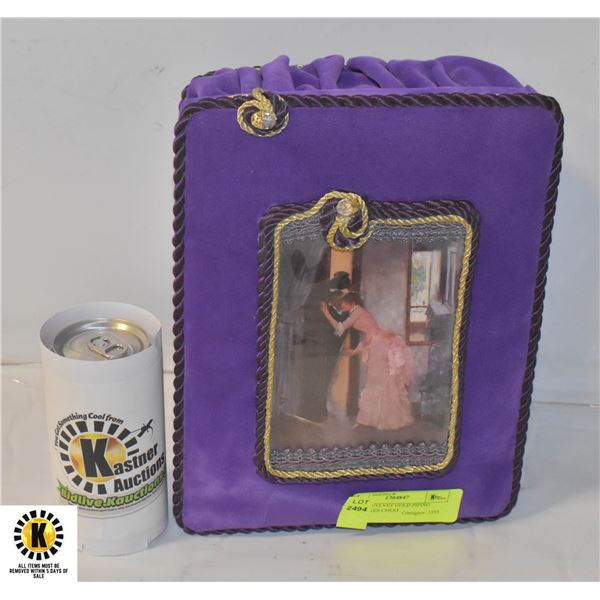 PURPLE VELVET GOLD PIPING KEEPSAKES CHEST