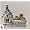Image 1 : WOODEN PLANTER WITH ANGELS PAIR CANDLE HOLDERS