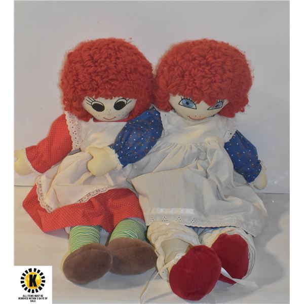 VINTAGE 24" RAGGEDY ANN DOLLS- LOT OF 2 ASSORTED