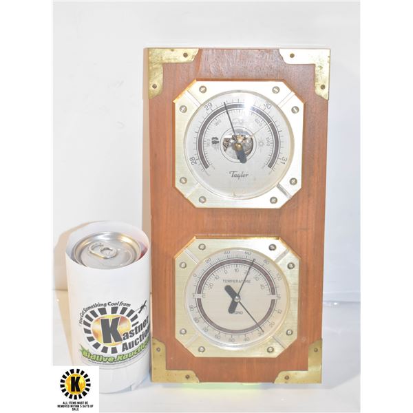 BAROMETER & THERMOMETER WOOD &