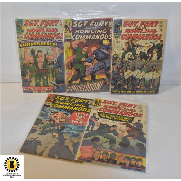 5 SGT. FURY COMICS #22/25/28/29/30