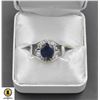 Image 1 : JP950-158 SILVER RHODIUM PLATES SAPPHIRE RING