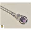 Image 1 : AMETHYST COLORED PENDANT WITH CLEAR STONE ACCENTS