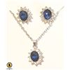 Image 1 : SAPPHIRE COLORED EARRINGS AND NECKLACE