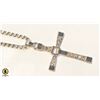 Image 1 : SILVER ALLOY CROSS WITH CLEAR STONES AND CHAIN