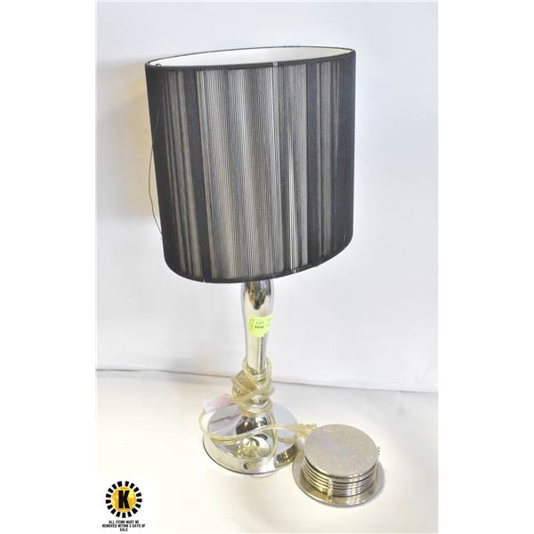 BLACK AND CHROME GLAM LAMP AND