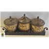 Image 1 : 3 VINTAGE DECORATIVE METAL CANISTERS