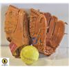 Image 1 : BOX WITH TWO LEFT HAND BASEBALL GLOVES