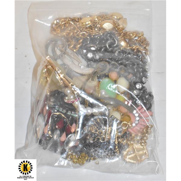 #39 BAG OF ASSORTED JEWELRY & JEWELRY HARDWARE