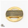 LARGE GOLD TONE & BLACK BROOCH W/ GRILL DESIGN