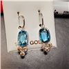 Image 1 : EC468-100 14K NATURAL BLUE ZIRCON DIAMOND EARRINGS