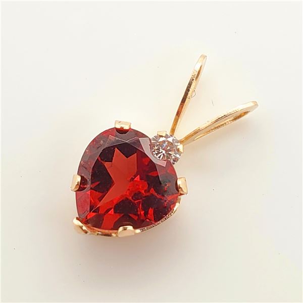 EC468-78 14K GARNET/DIAMOND PENDANT