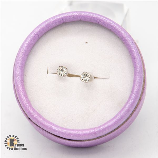 NEW ROUND CZ EARRINGS IN GIFT BOX