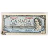 Image 1 : 1954 BANK OF CANADA $5 DOLLARS NOTE