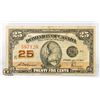 Image 1 : 1923 DOMINION OF CANADA 25 CENT SHINPLASTER NOTE
