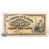 1900 DOMINION OF CANADA 25 CENT SHINPLASTER NOTE