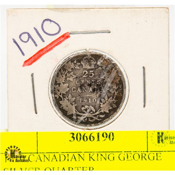 1910 CANADIAN KING GEORGE SILVER QUARTER