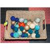 BASKET OF DECORATIVE BALLS