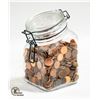 Image 1 : ITALIAN GLASS JAR FULL OF CANADIAN PENNIES