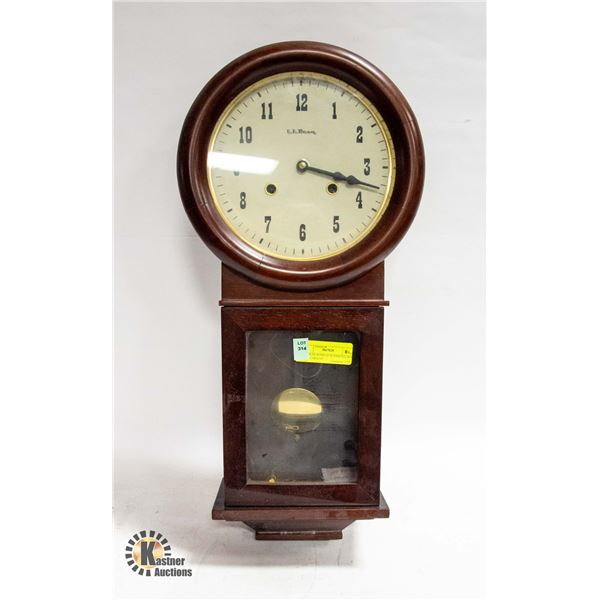 LL BEAN WIND UP WOODEN CLOCK WALL MOUNT